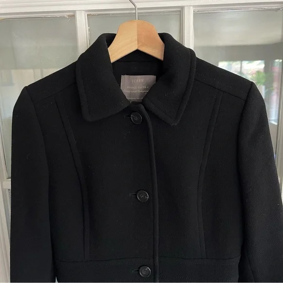 J. Crew Black Classic Lady Day Coat In Italian Double-cloth Wool With Th - Picture 7 of 16